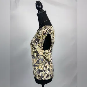 Blouse Top Abstract Size XS French Connection Olive Green & Tan thumbnail 4