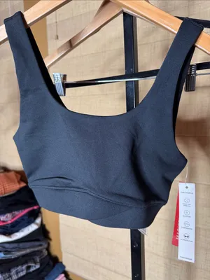 NWT Sold Out Good American Black Scoop Neck Compression Sports Bra Size 1 Small thumbnail 3