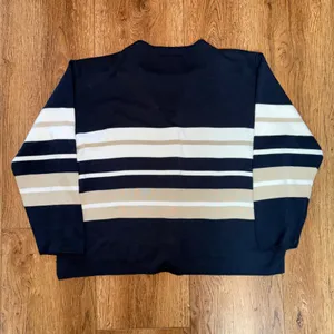 VTG Jaclyn Smith Navy Blue Striped Button Front Cardigan & Top Sweater Womens M thumbnail 8