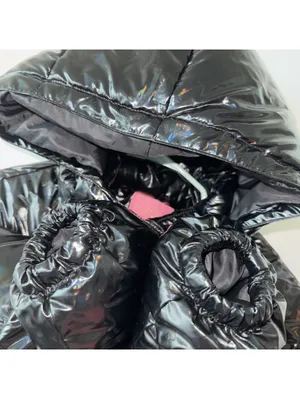 Azalea Wang Black Metallic Bomber Puffer Winter Coat Medium Jacket Shiny LIKEnew thumbnail 4