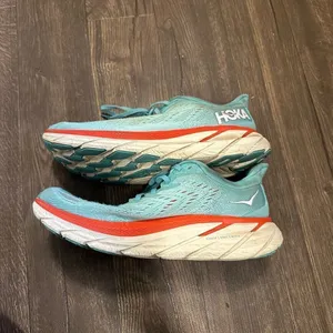 Hoka One One light blue & pink athletic running 11 sneakers thumbnail 4