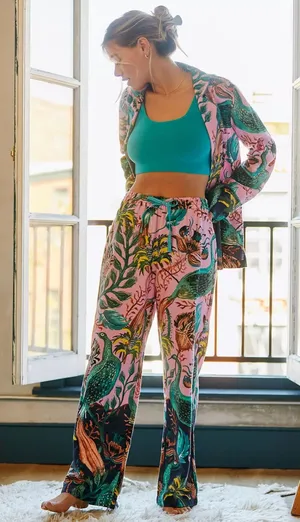 Anthropologie Raphael Balme Peacock Flannel Sleep Pants XSP thumbnail 1