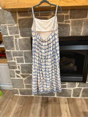 Max Studio NWT Blue Floral Boho Maxi Dress XL Built In Shelf Bra thumbnail 3