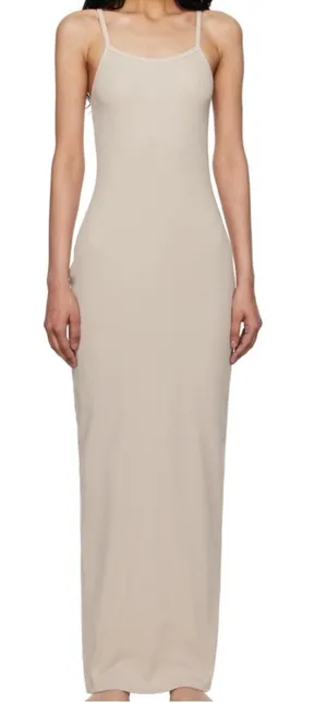 SKIMS Beige Spaghetti Strap Cotton Ribbed Dress - Women thumbnail 1