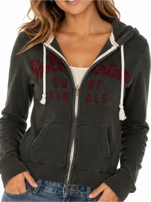 Y2k Hollister California Surf Finals full-zip fleece hoodie sweatshirt size M thumbnail 1