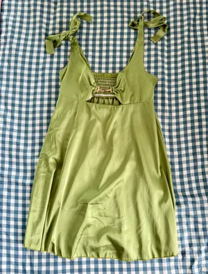 Mini silk dress Green thumbnail 1