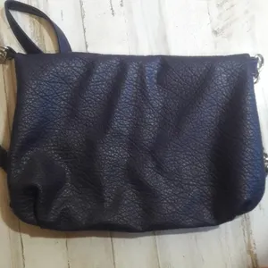 Nine West Dark Purple Leather Clutch Purse Clasp Bag Handbag thumbnail 4