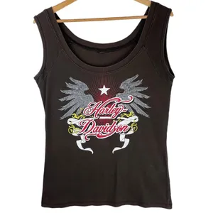 Vtg Y2K Harley Davidson Sleeveless Top Logo Graphic Brown Sz Large thumbnail 1