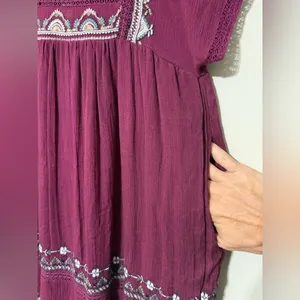 Free People Women’s Size S Sunrise Wanderer Mini Boho Embroidered Dress Plum thumbnail 7