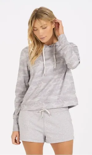 Vuori Halo Essential Hoodie Dreamknit Sweatshirt in Pale Gray Heather Camo thumbnail 1