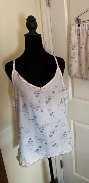 Rae‎ Dunn Tropical Flamingo Camisol & Shorts Pajama Set Xl Scallop Edge thumbnail 1