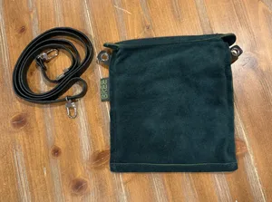 BREE Teal Suede Crossbody Shoulder Bag Silver Hardware Adjustable Strap Purse thumbnail 1