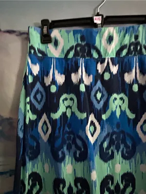 KEREN Hart Women’s Blue & Green Ikat Print Maxi Skirt SM NWT thumbnail 5
