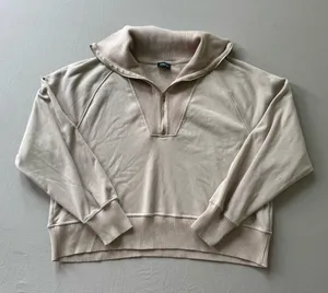 Sage Ribbed Trim Quarter Zip Sweatshirt thumbnail 1