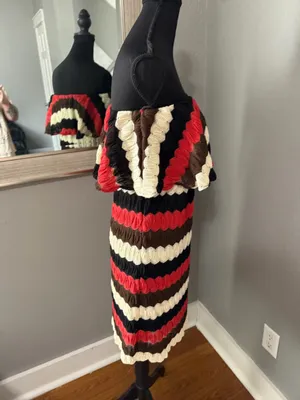 Judith March Y2K strapless multicolored crochet Mini dress size small. thumbnail 5