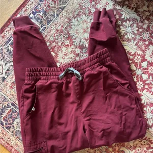 Figs Women's Track Pants Joggers in Burgundy thumbnail 1