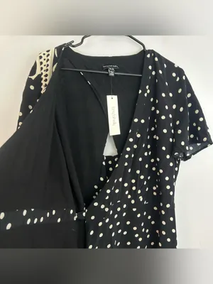 NWT Long Tall Sally Mix Spot Print Wrap Black/Ivory Polka Dot Maxi Dress Size 14 thumbnail 10