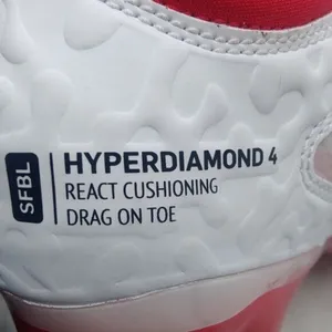 Nike Hyperdiamond React 4 Pro White Red Softball Cleats Sz 5.5 thumbnail 6
