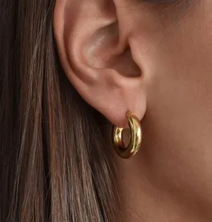 Gold Thick Chunky Hoops thumbnail 1