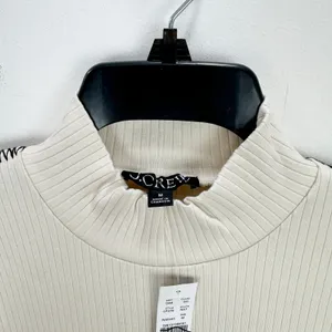J.Crew Premium Rib Turtleneck Long Sleeve Whipstitch Trim Natural Beige M NWT thumbnail 6