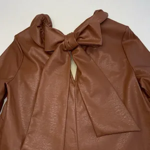 Tuckernuck Brown Coated Ruffle Neck Bow Back Blouse 3/4 Sleeve S thumbnail 6