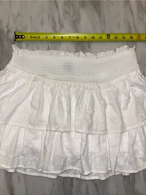 NWOT Wild Fable White Eyelet Ruffle Skort Smocked Waist L thumbnail 3