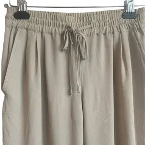Zara‎ Women Minimalist Crinkle Lounge Pants XS Tan Tapered Elastic Waist Casual thumbnail 3