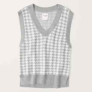 Abercrombie Houndstooth Sweater Vest Gray Preppy Golfcore V Neck Knit Size S thumbnail 5