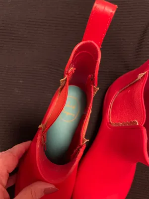 Jack Rogers Red Chelsea Rain Boots with Gold Trim thumbnail 4
