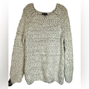 Buffalo David Bitton Sweater Women's‎ White Gray Knit Round Neck Chunky X-Large thumbnail 2