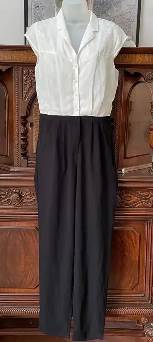 NWT Greylin Black and White Jumpsuit Lace M thumbnail 1