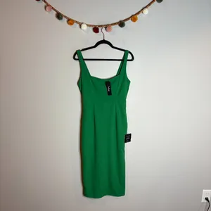 NWT Lulus Vibrant Allure Green Square Neck Sleeveless Bodycon Midi Dress thumbnail 2