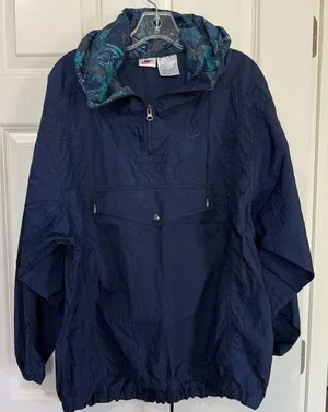Vintage Nike Windbreaker Jacket Nylon 1/4 Zip Pullover Navy Blue 1990s Women's M thumbnail 1