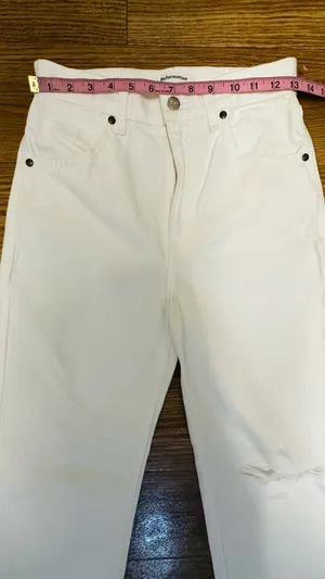 Reformation White Distressed Wash Vintage Jeans thumbnail 2