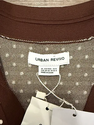 Urban Revivo Retro Polka Dot Knit Vest Brown Crop Top NWT Size M thumbnail 4
