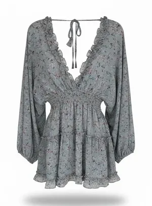 Storia Women's Twee Floral Smocked Mini Dress Coquette Size M NWT thumbnail 1