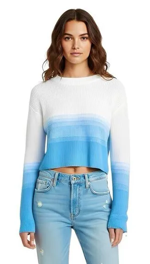 Abound Womens Sweater Ombre Sz XS Long Sleeve Knit Blue White Soft Girl Ribbed thumbnail 1