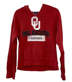 Step‎ Ahead Crimson OU Distressed V Neck Hoodie thumbnail 1