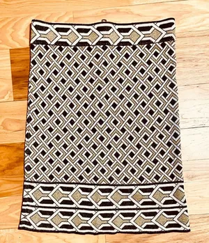 PARKER Gold Black White Metallic Knit Zip Back Pencil Skirt Sz M thumbnail 1