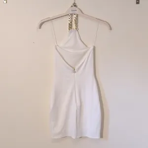 NWT Nookie Sz XS Scandal White Chain Halter Scuba Mini Party Dress Bridal Sexy thumbnail 4