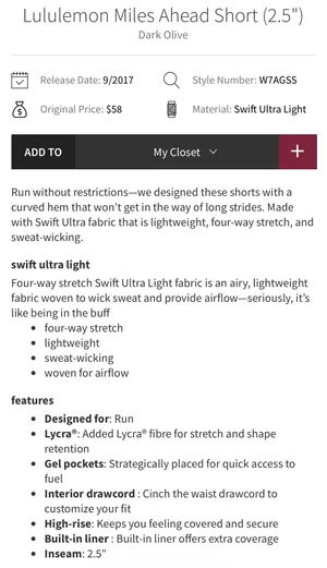 Lululemon Miles Ahead Short (2.5") Dark Olive 8 thumbnail 12