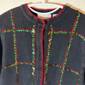 Lemon Grass Sequin Christmas Cardigan Sweater Size PS‎ thumbnail 2