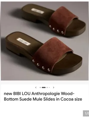 Bibi Lou wooden clog Brown Suede Stud Slide Sandals NWT full set 9 marron thumbnail 8