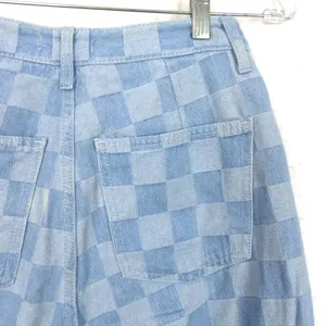 Oak + Fort Checkered Jeans Womens M 24x28 Blue Checkerboard Straight Leg Y2K thumbnail 8