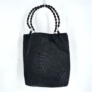 Vintage 90s Das Women's Swirl Print Textured Beaded Strap Purse Mini Bag‎ Black thumbnail 2