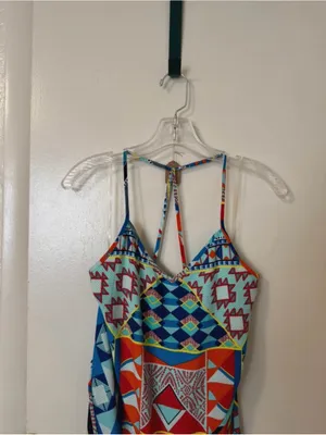 Willa Geometric Tribal Aztec Print Maxi Dress Size M Multicolor Summer thumbnail 3