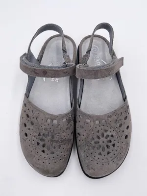Naot Arataki Perforated Leather Slingback Mary Jane Flat Size 37 / 6 Grey Marble thumbnail 5