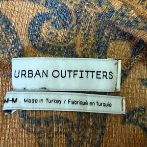 Urban Outfitters Orange Blue Floral Paisley Short Sleeve Mini Bodycon Dress Sz M thumbnail 4