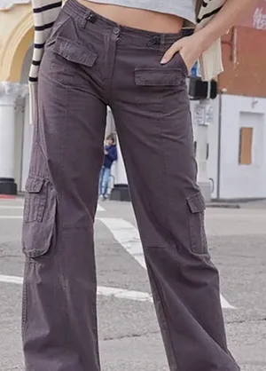 Brandy Melville Charcoal Grey Cargo Pants thumbnail 1