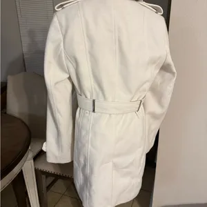 Off white Calvin Klein single breast belted button trench style coat thumbnail 5